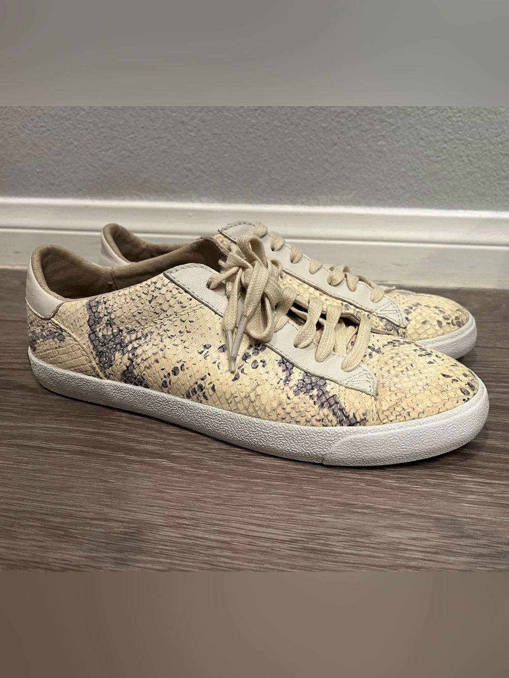Cole Haan Cream Snake-Print Leather Sneakers. Size 7. EUC!